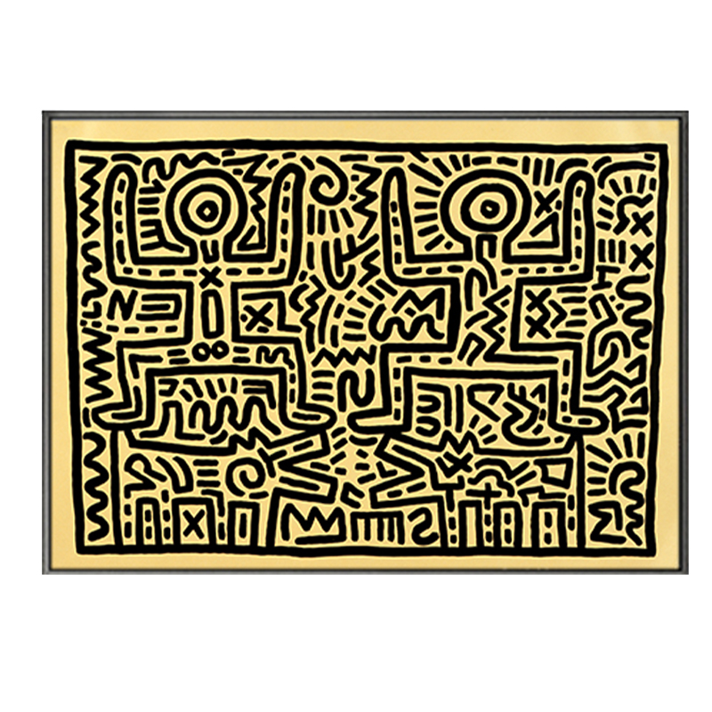 Постер Keith Haring 8 Черный Бежевый Постер Keith Haring 8 Черный Бежевый в Грозном | Loft Concept