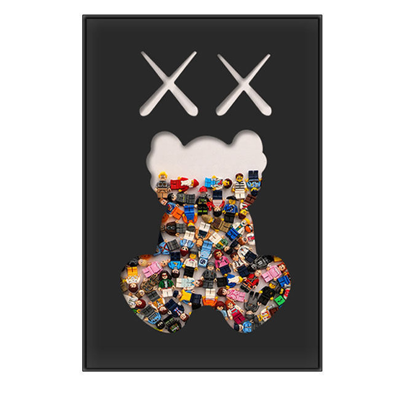 Постер Bearbrick Черный фон Мульти Постер Bearbrick Черный фон Мульти в Грозном | Loft Concept