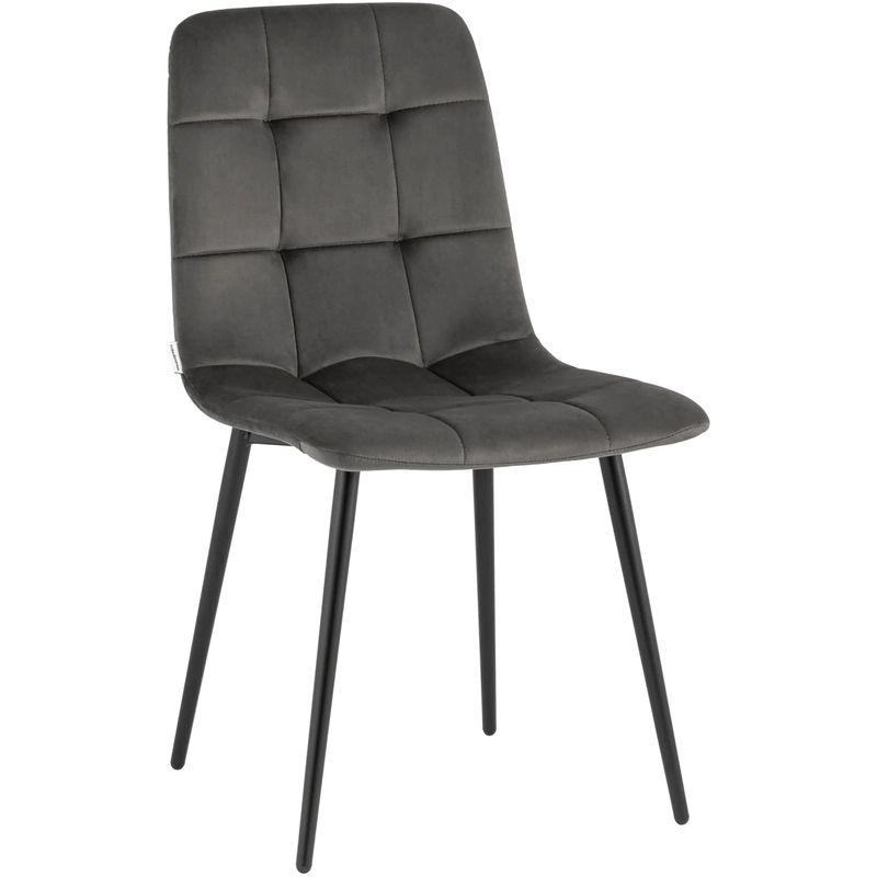 Стул NANCY Chair Темно-Серый Велюр Серый Черный Стул NANCY Chair Темно-Серый Велюр Серый Черный в Грозном | Loft Concept