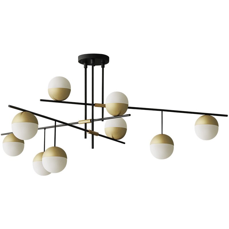 Люстра Balls white & brass 9 Белый Черный Латунь Люстра Balls white & brass 9 Белый Черный Латунь в Грозном | Loft Concept