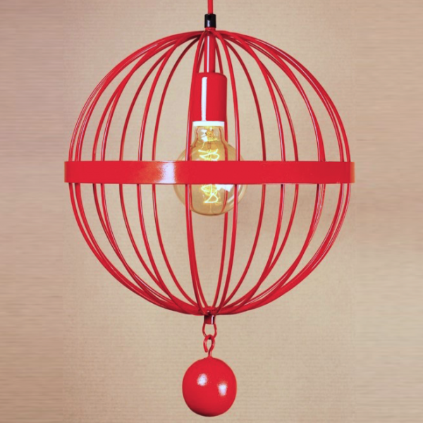 Подвесной светильник Wire Cage Pendant Spher Red Красный Подвесной светильник Wire Cage Pendant Spher Red Красный в Грозном | Loft Concept