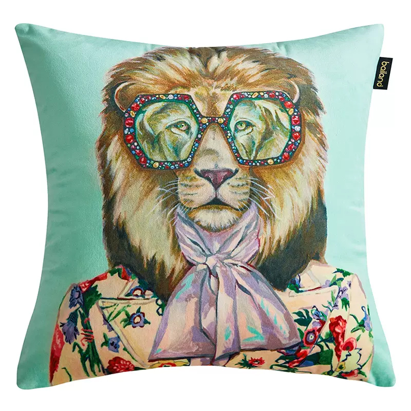 Декоративная подушка Стиль Gucci Leo Fashion Animals Cushion Mint Мятный Мульти Декоративная подушка Стиль Gucci Leo Fashion Animals Cushion Mint Мятный Мульти в Грозном | Loft Concept