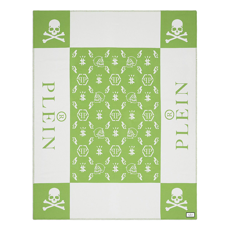Плед Philipp Plein Plaid Cashmere Skul Green Зеленый Белый в Грозном | Loft Concept 