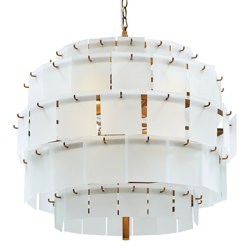 Люстра Glass Square Plates Chandelier Медь Белый Люстра Glass Square Plates Chandelier Медь Белый в Грозном | Loft Concept