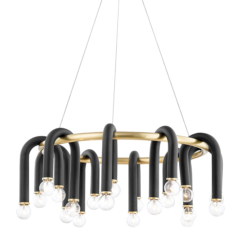 Люстра Paulson floppy chandelier round gold Черный Золотой Люстра Paulson floppy chandelier round gold Черный Золотой в Грозном | Loft Concept