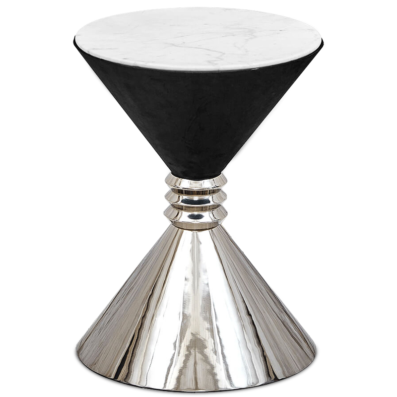 Приставной стол Hourglass side table Никель Черный Белый Приставной стол Hourglass side table Никель Черный Белый в Грозном | Loft Concept