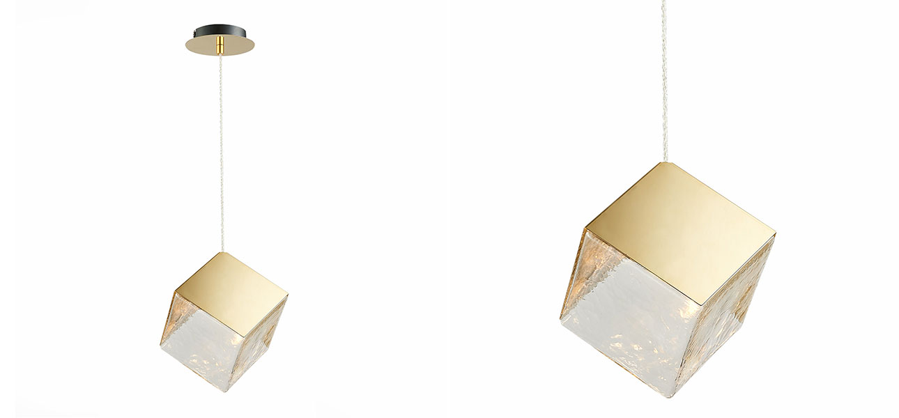 Подвесной светильник Lamp golden cube  - фото