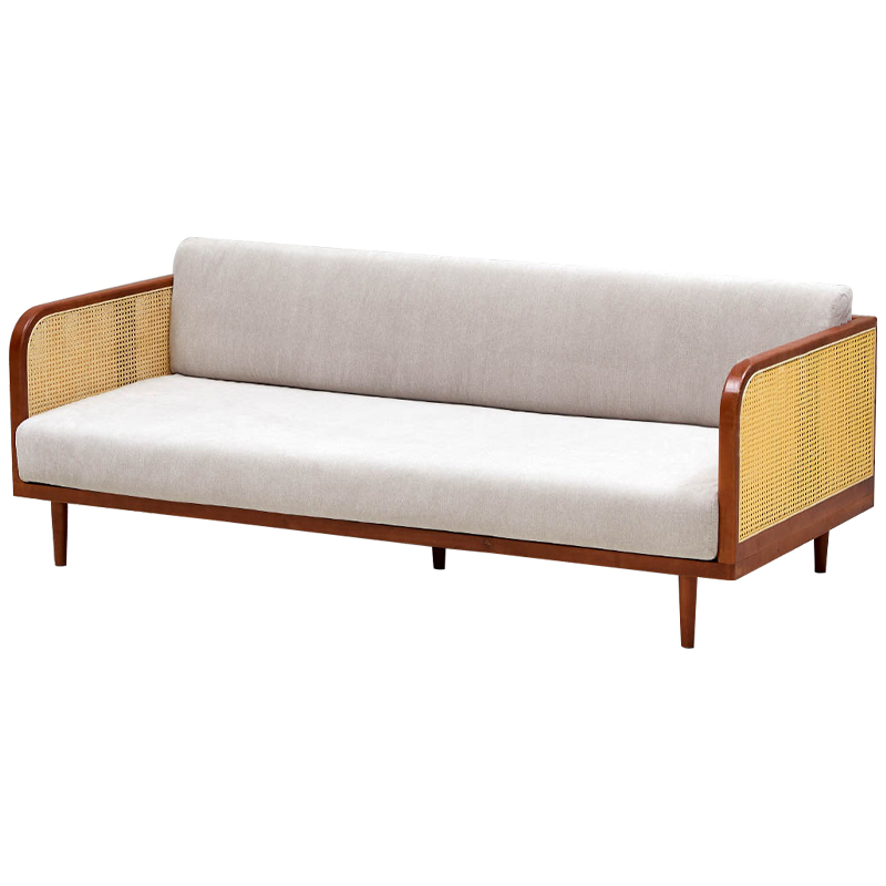 Диван с отделкой из ротанга Nava Rattan Decor Sofa Коричневый ivory ( слоновая кость ) Бежевый Диван с отделкой из ротанга Nava Rattan Decor Sofa Коричневый ivory ( слоновая кость ) Бежевый в Грозном | Loft Concept
