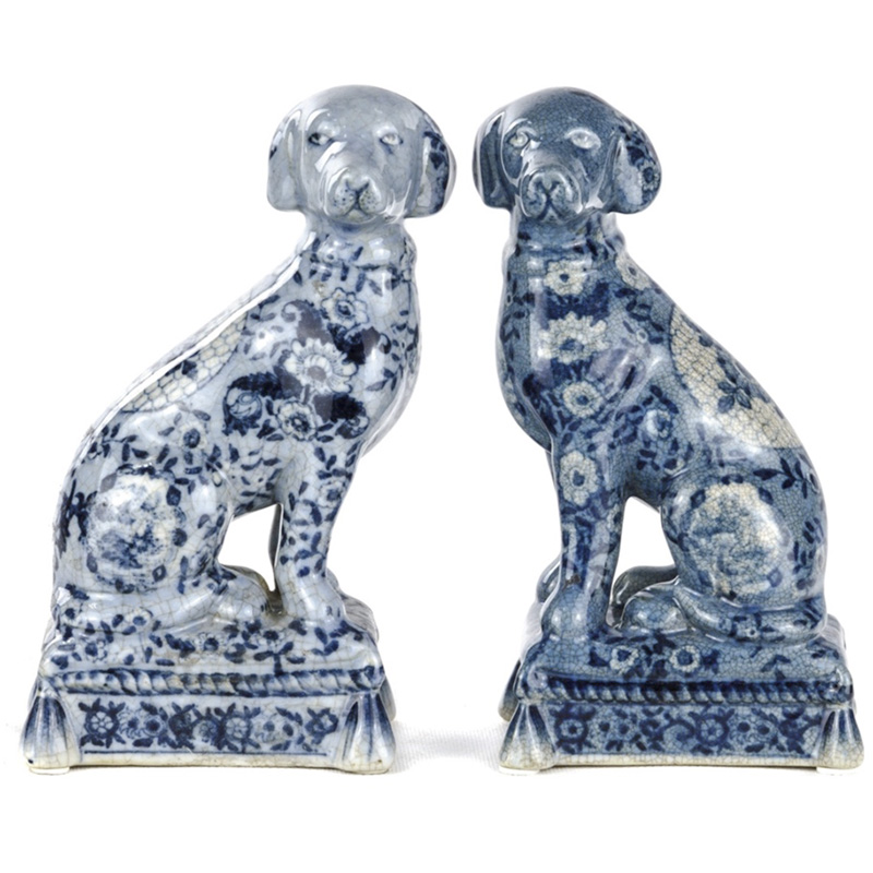 Статуэтки Oriental Blue & White Ornament Dogs набор из 2-х штук Белый Синий Статуэтки Oriental Blue & White Ornament Dogs набор из 2-х штук Белый Синий в Грозном | Loft Concept