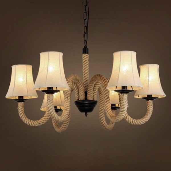 Люстра Loft Rope Chandelier 6 Бежевый Люстра Loft Rope Chandelier 6 Бежевый в Грозном | Loft Concept