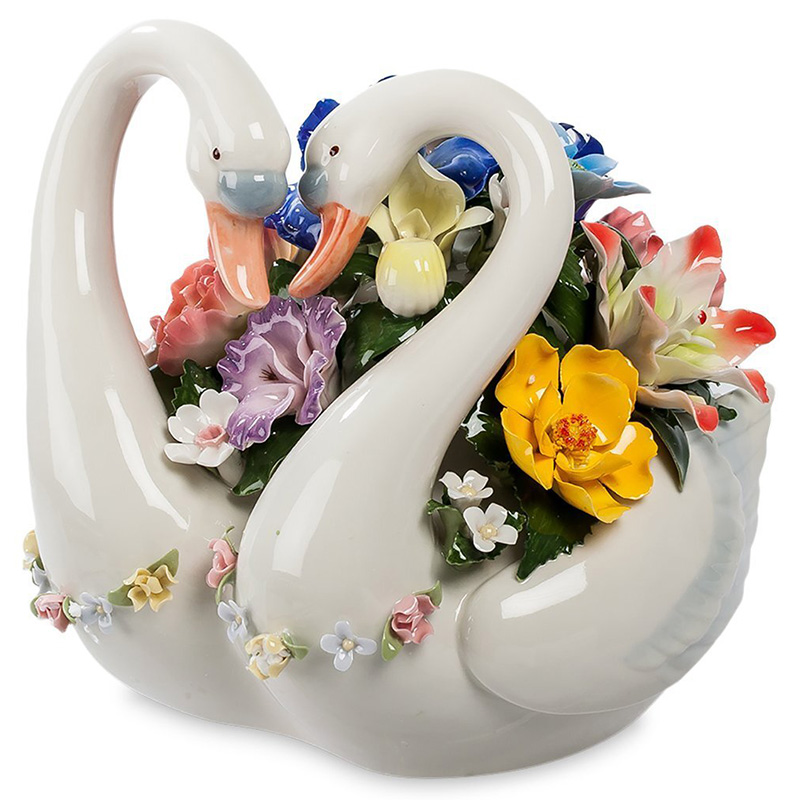 Статуэтка фарфоровая Лебеди с цветами Charming Statuette Белый Красный Голубой Желтый Сиреневый Розовый Статуэтка фарфоровая Лебеди с цветами Charming Statuette Белый Красный Голубой Желтый Сиреневый Розовый в Грозном | Loft Concept