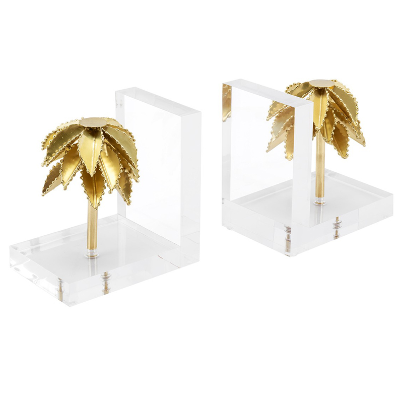 Держатель для книг BOOKEND PALMERY SET 2PCS Прозрачный Латунь Держатель для книг BOOKEND PALMERY SET 2PCS Прозрачный Латунь в Грозном | Loft Concept