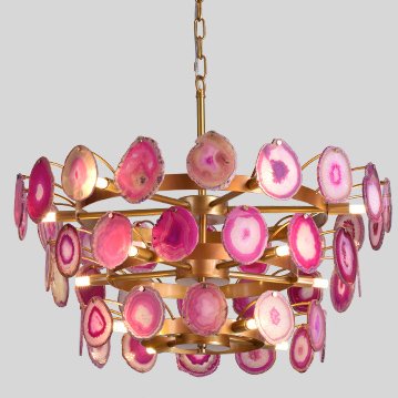 Люстра Agate Burst Chandelier 3 Round pink Розовый пастельный Золотой Люстра Agate Burst Chandelier 3 Round pink Розовый пастельный Золотой в Грозном | Loft Concept