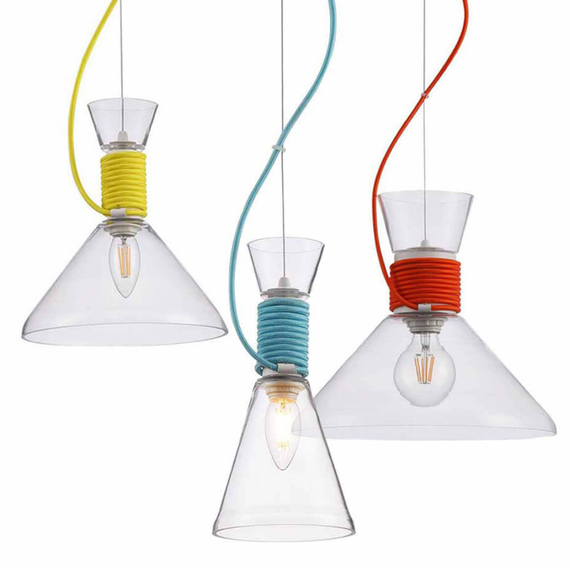Подвесной Светильник Lamp With Multi-Colored Ropes Прозрачное Стекло Желтый Красный Голубой Подвесной Светильник Lamp With Multi-Colored Ropes Прозрачное Стекло Желтый Красный Голубой в Грозном | Loft Concept