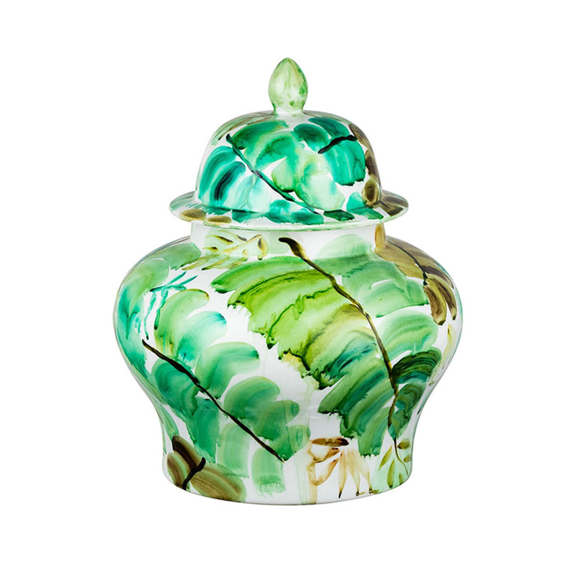 Ваза Vase Green Leaves II Белый Зеленый Ваза Vase Green Leaves II Белый Зеленый в Грозном | Loft Concept