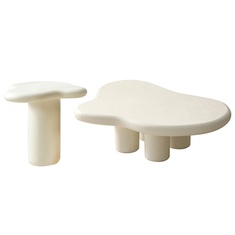 Комплект кофейных столиков Aine Curved Coffee Tables Молочный Черный Комплект кофейных столиков Aine Curved Coffee Tables Молочный Черный в Грозном | Loft Concept