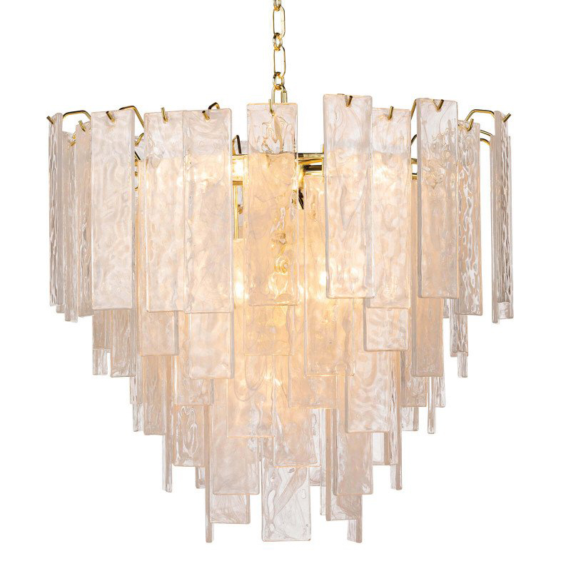 Люстра Textured Glass Chandelier Rectangular Pendants Золотой Прозрачный (Transparent) Люстра Textured Glass Chandelier Rectangular Pendants Золотой Прозрачный (Transparent) в Грозном | Loft Concept