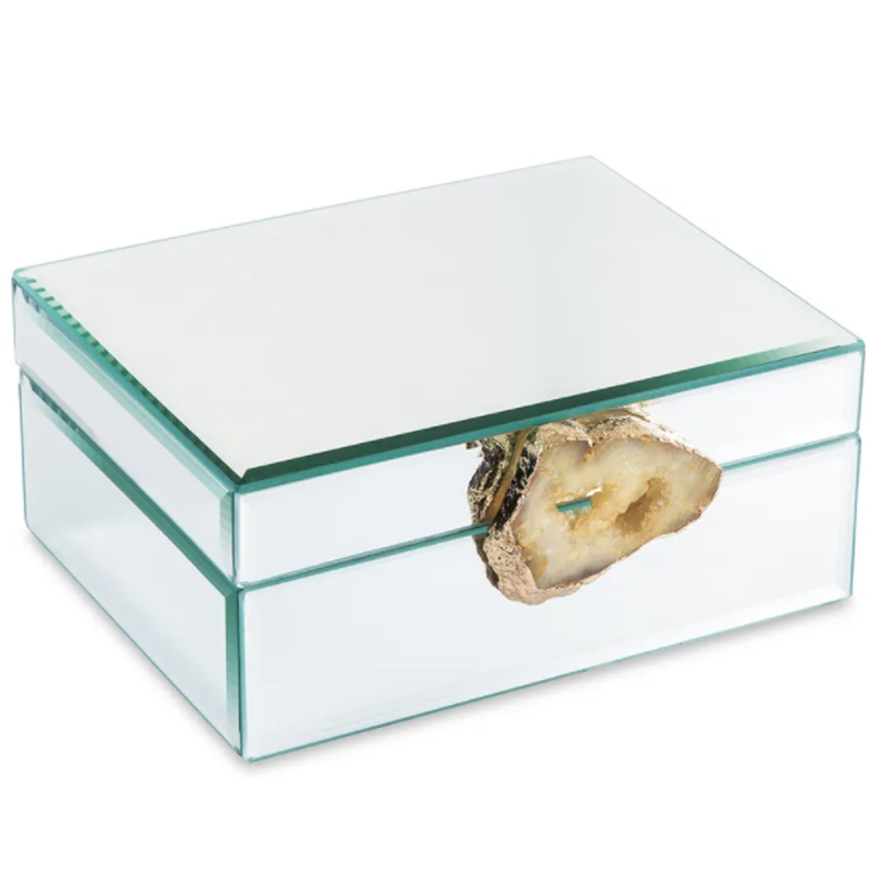 Шкатулка Glass Agate Box Зеркало Бежевый Шкатулка Glass Agate Box Зеркало Бежевый в Грозном | Loft Concept