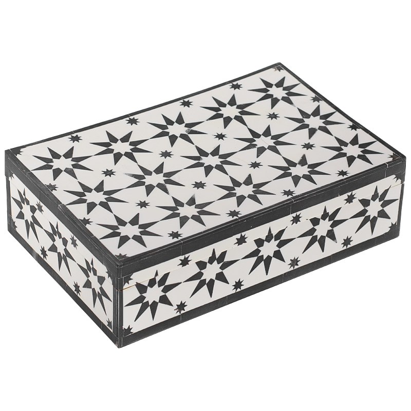 Шкатулка Stars Bone Inlay Черно-белый Шкатулка Stars Bone Inlay Черно-белый в Грозном | Loft Concept