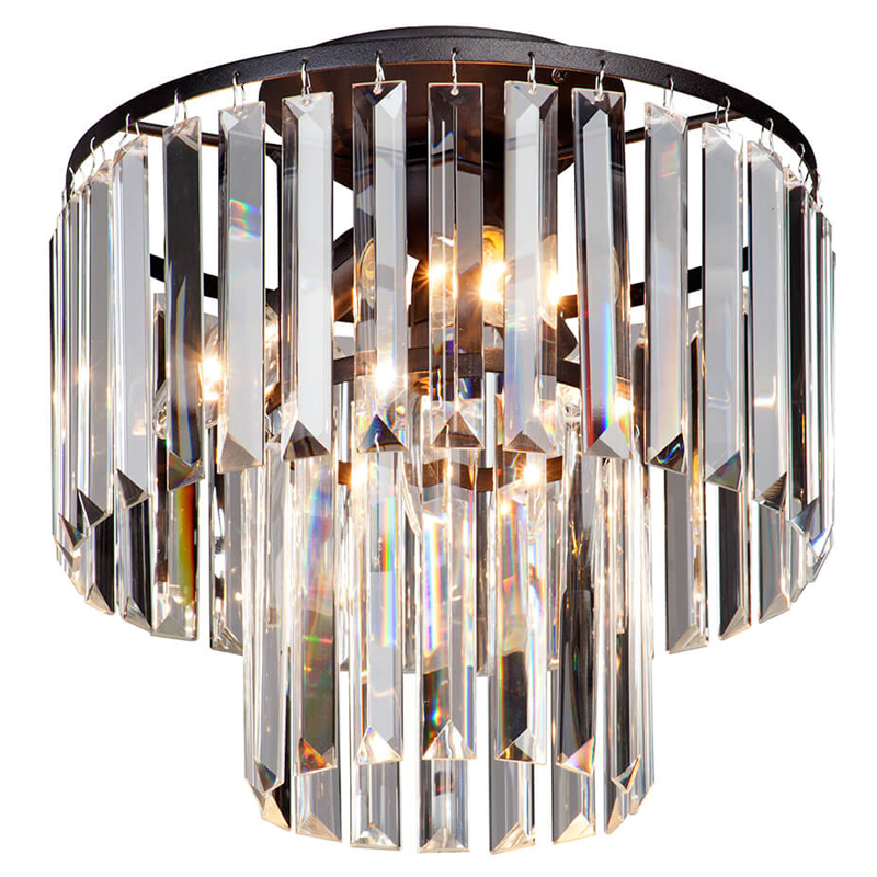 Потолочный светильник ODEON CLEAR GLASS 2-TIER диаметр 31 см Черный Прозрачное Стекло Потолочный светильник ODEON CLEAR GLASS 2-TIER диаметр 31 см Черный Прозрачное Стекло в Грозном | Loft Concept