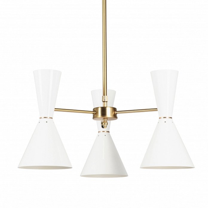 Люстра CAIRO Chandelier 3 Arm White Белый Латунь Люстра CAIRO Chandelier 3 Arm White Белый Латунь в Грозном | Loft Concept