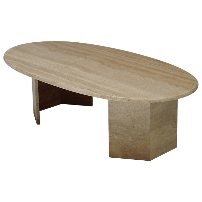Кофейный стол Oval Travertine Coffee Table Коричневый Кофейный стол Oval Travertine Coffee Table Коричневый в Грозном | Loft Concept