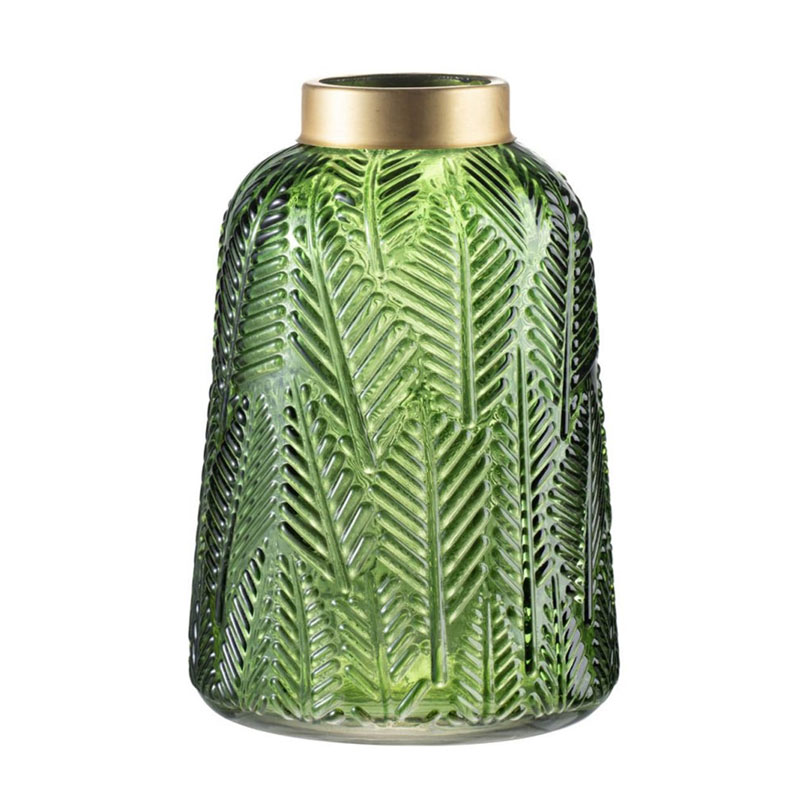 Ваза Green Vase Golden Throat high Золотой Прозрачный зеленый Ваза Green Vase Golden Throat high Золотой Прозрачный зеленый в Грозном | Loft Concept
