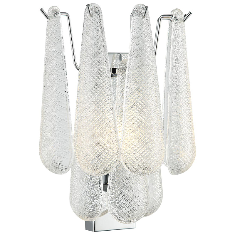 Бра Textured Glass Drops Wall Lamp Хром Белый Бра Textured Glass Drops Wall Lamp Хром Белый в Грозном | Loft Concept