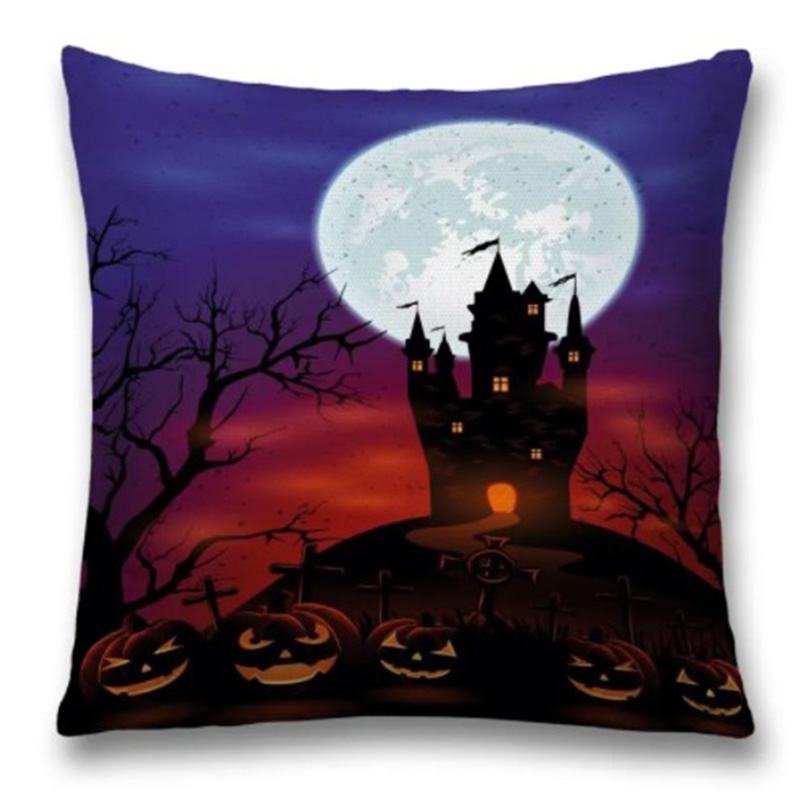 Подушка Halloween Castle Синий Черный Красный Подушка Halloween Castle Синий Черный Красный в Грозном | Loft Concept