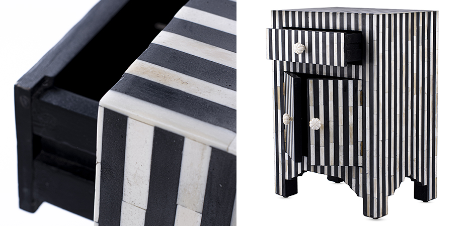 Тумба инкрустация костью Inlaid Bone Stripes чёрно-белые полосы Тумба инкрустация костью Inlaid Bone Stripes чёрно-белые полосы - Loft-Concept в Грозном