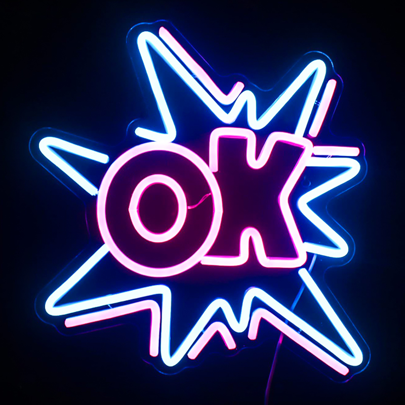 Неоновая настенная лампа Ok Neon Wall Lamp Прозрачный Синий Розовый Неоновая настенная лампа Ok Neon Wall Lamp Прозрачный Синий Розовый в Грозном | Loft Concept