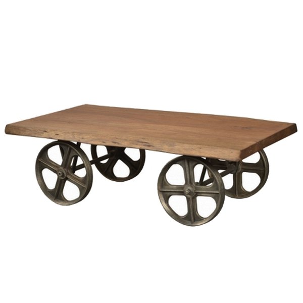 Стол на колесах Industrial Coffee Table on Wheels Акация Стол на колесах Industrial Coffee Table on Wheels Акация в Грозном | Loft Concept