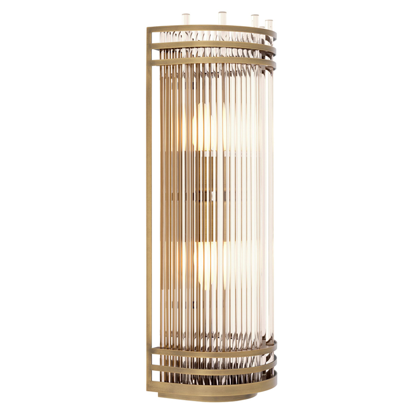 Бра Eichholtz Wall Lamp Gulf L Brass Латунь Античная полированная Прозрачный в Грозном | Loft Concept 