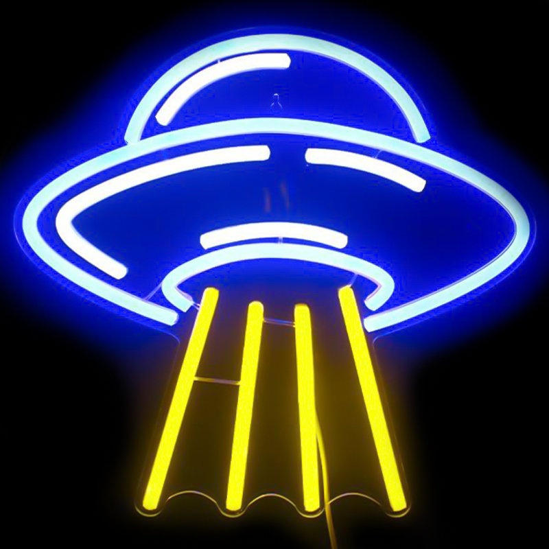 Неоновая настенная лампа UFO Neon Wall Lamp Желтый Синий Неоновая настенная лампа UFO Neon Wall Lamp Желтый Синий в Грозном | Loft Concept