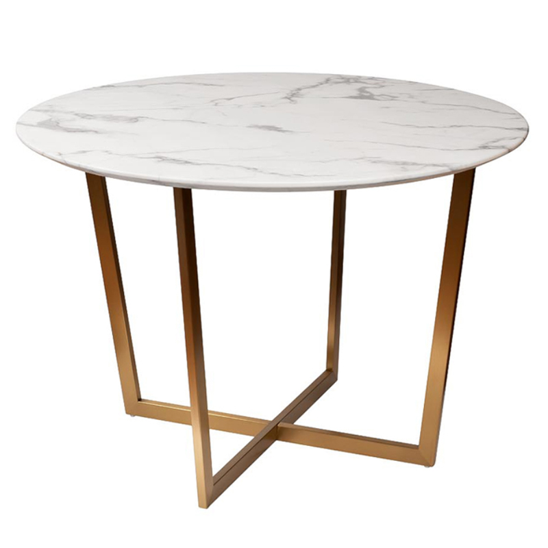 Обеденный стол Dining table Jacques round white Белый Золотой Обеденный стол Dining table Jacques round white Белый Золотой в Грозном | Loft Concept