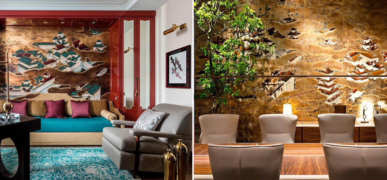 Обои ручная роспись Imperial Palace Original colourway on Deep Rich Gold gilded paper - фото №1