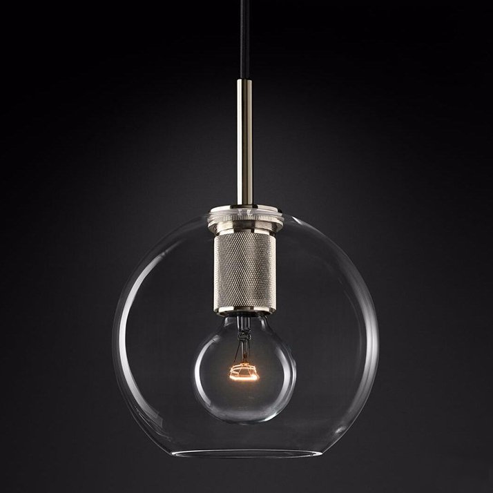 Подвесной светильник RH Utilitaire Globe Pendant Silver Никель Прозрачное Стекло Подвесной светильник RH Utilitaire Globe Pendant Silver Никель Прозрачное Стекло в Грозном | Loft Concept