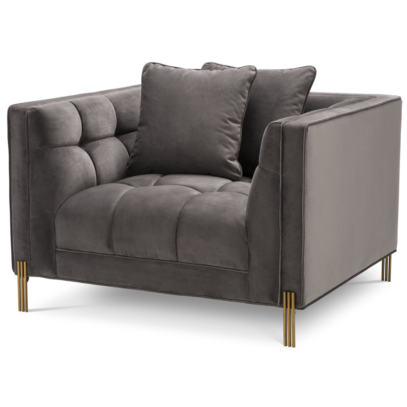 Кресло Eichholtz Chair Sienna grey Серый Латунь Кресло Eichholtz Chair Sienna grey Серый Латунь в Грозном | Loft Concept