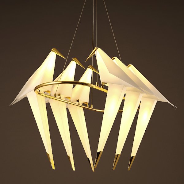 Люстра Origami Bird Chandelier 6 Бежево-серый Золотой Люстра Origami Bird Chandelier 6 Бежево-серый Золотой в Грозном | Loft Concept