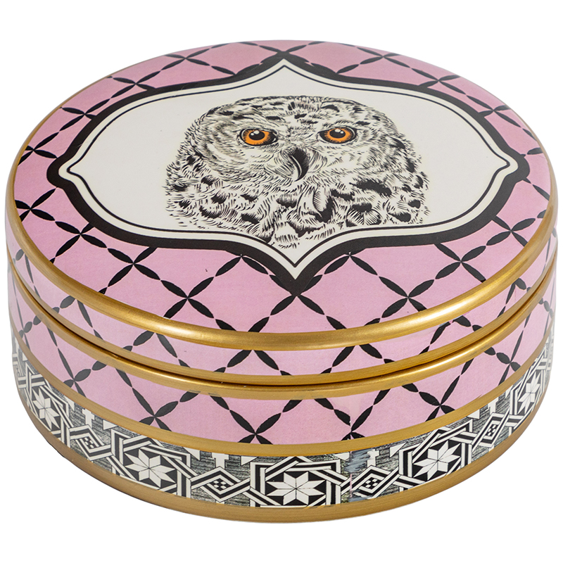 Шкатулка Owl Collection Pink Box Золотой Розовый Черно-белый Шкатулка Owl Collection Pink Box Золотой Розовый Черно-белый в Грозном | Loft Concept