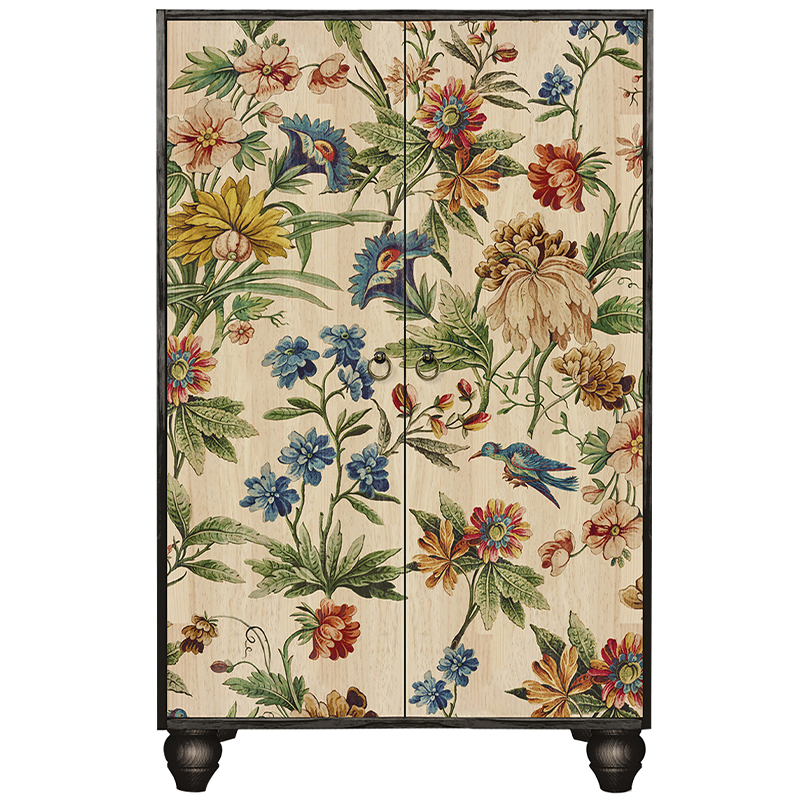 Шкаф с цветочным изображением на дверцах Floral Print Cabinet Мульти Черный Бежевый Шкаф с цветочным изображением на дверцах Floral Print Cabinet Мульти Черный Бежевый в Грозном | Loft Concept