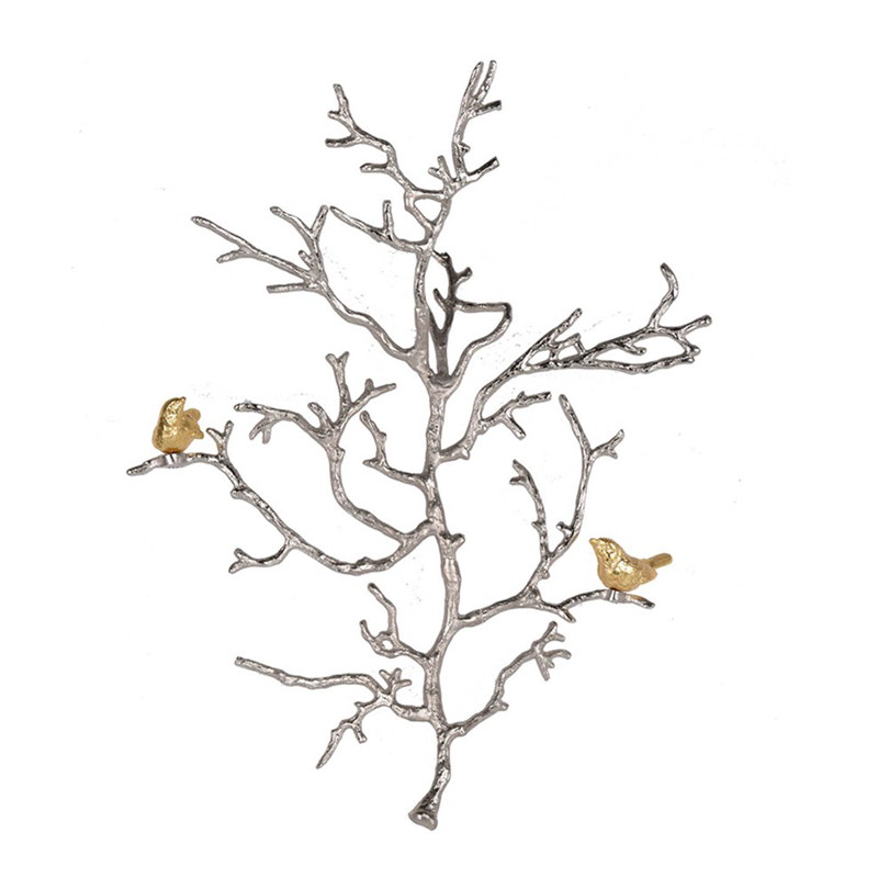 Настенный декор Tree Branch & Bird Золотой Сатиновое Серебро Настенный декор Tree Branch & Bird Золотой Сатиновое Серебро в Грозном | Loft Concept