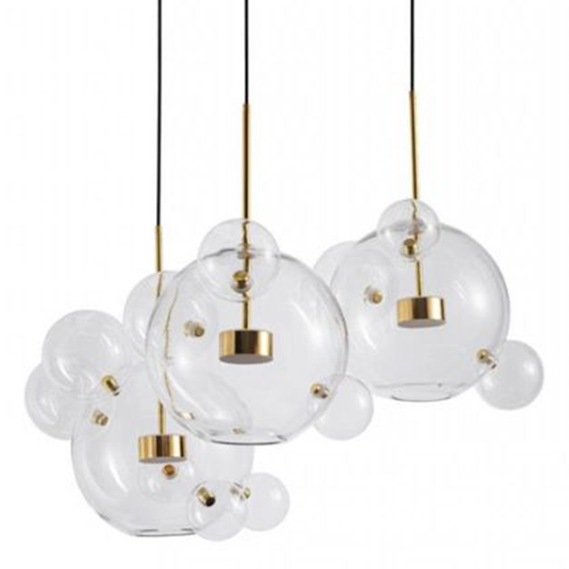 Светодиодный светильник Giopato & Coombes Bubble Chandelier Gold Circle 3 плафона Белый Золотой Прозрачное Стекло в Грозном | Loft Concept 