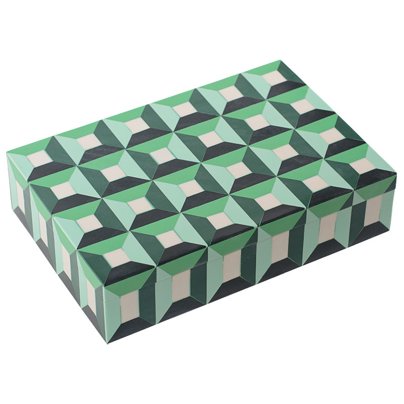 Шкатулка Squares Green Bone Inlay Box Зеленый Белый Шкатулка Squares Green Bone Inlay Box Зеленый Белый в Грозном | Loft Concept