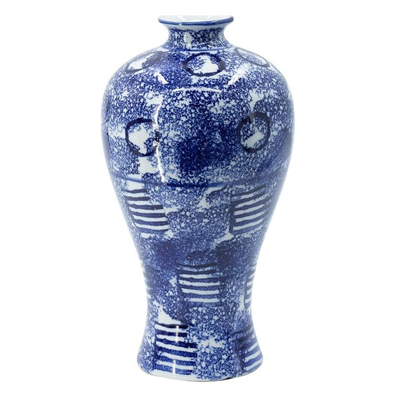 Ваза из фарфора сине-белого цвета Blue & White Ornament Белый Синий Ваза из фарфора сине-белого цвета Blue & White Ornament Белый Синий в Грозном | Loft Concept
