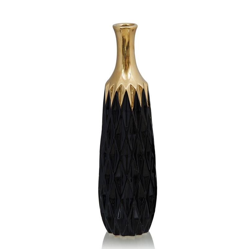 Ваза Gold Neck Vase Глянцевое золото Черный Ваза Gold Neck Vase Глянцевое золото Черный в Грозном | Loft Concept