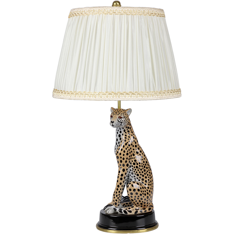 Настольная лампа с абажуром Leopard Table Lamp Кремовый Коричневый Черный Настольная лампа с абажуром Leopard Table Lamp Кремовый Коричневый Черный в Грозном | Loft Concept