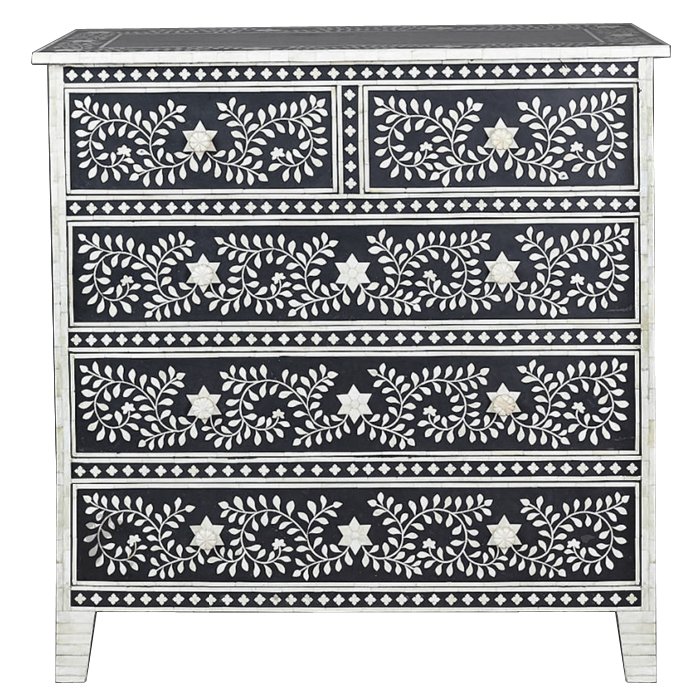 Комод Inlaid Bone Stars Белый Черный Комод Inlaid Bone Stars Белый Черный в Грозном | Loft Concept