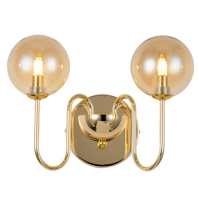 Бра Sheiry Glass Ball Wall Lamp Глянцевое золото Янтарный Бра Sheiry Glass Ball Wall Lamp Глянцевое золото Янтарный в Грозном | Loft Concept