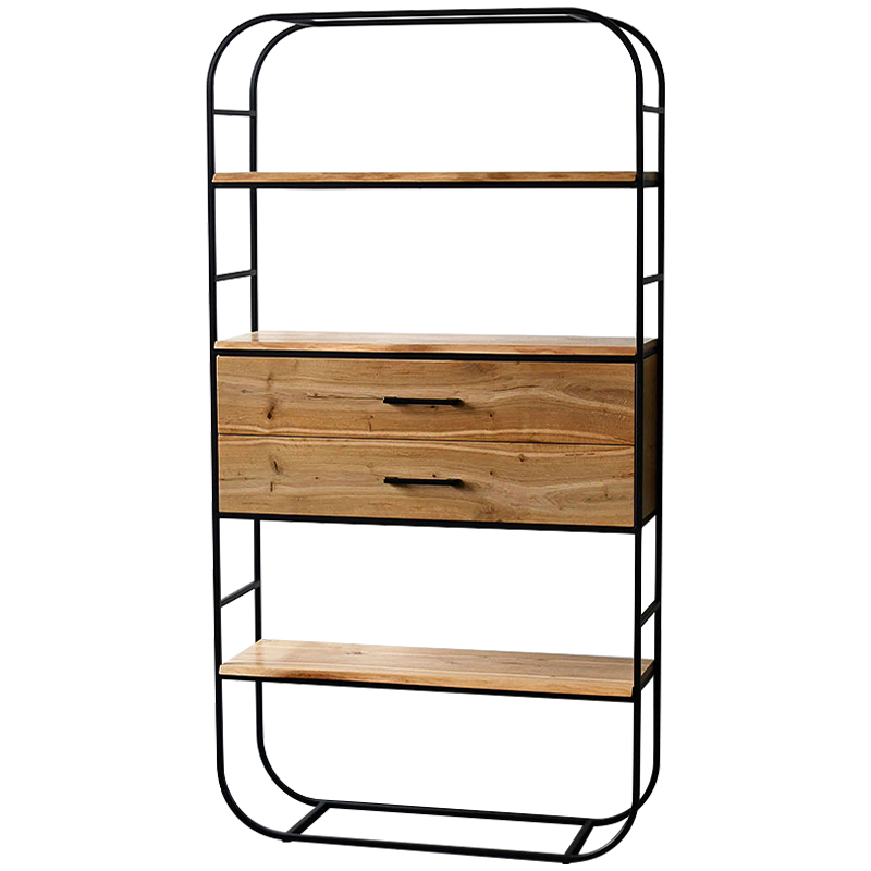 Стеллаж Glenn Industrial Metal Rust Two Drawers Rack Древесина Черный в Грозном | Loft Concept 
